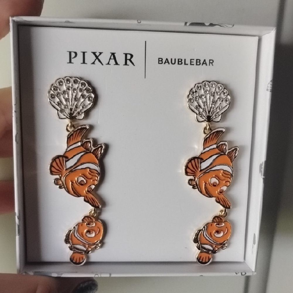 BaubleBar Orange and Silver Fish Earrings